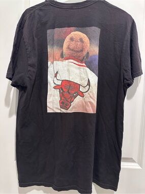 Mitchell & Ness Black Tee with Red Chicago Bulls Graphic